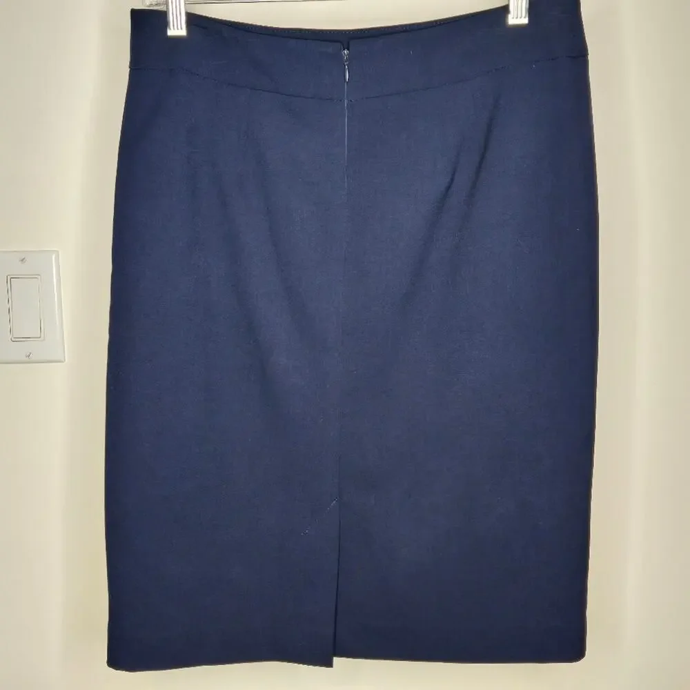 JONES NEW YORK COLLECTION Navy Blue Fully Lined Women's Career Pencil Skirt Sz 4